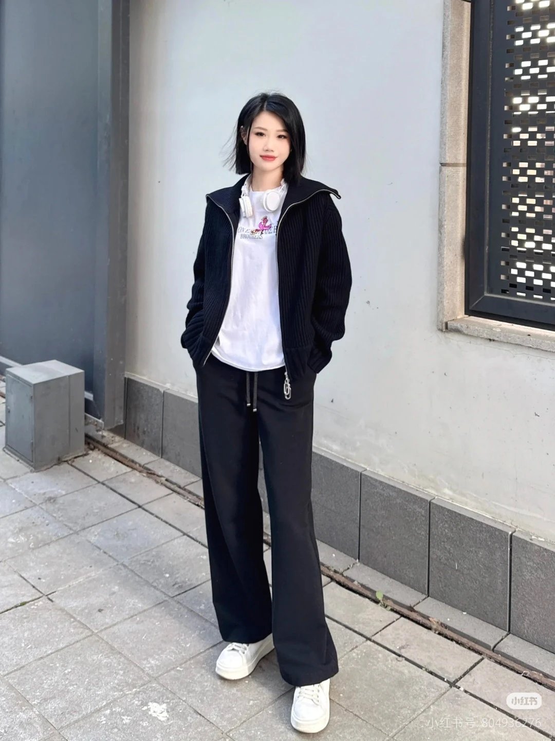 Design Ribbed Zip-Neck Sweater Black - 22
