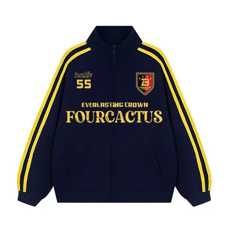 Four Cactus Everlasting Crown Track Jacket Navy Yellow Outerwear - 8