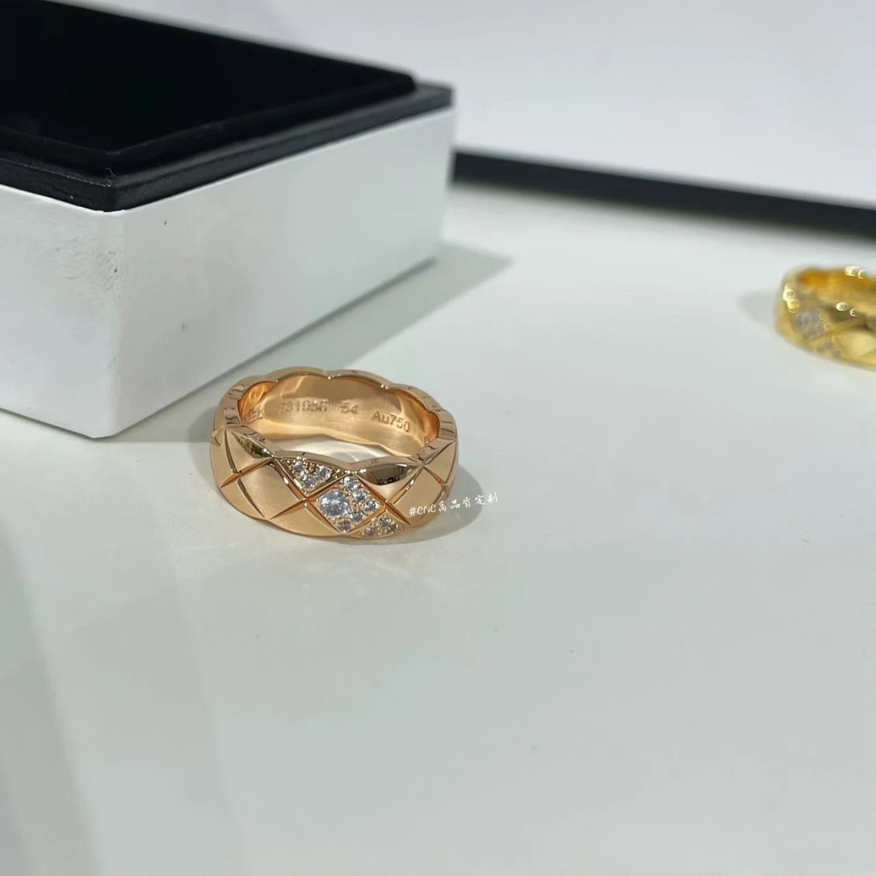 Chanel Coco Crush Wide Ring Rose Gold with Diamonds Ring Jewelry - 1