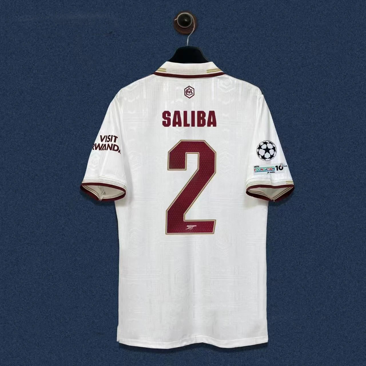 Arsenal FC 2023-24 Champions League Third Kit White Burgundy Jersey - 21