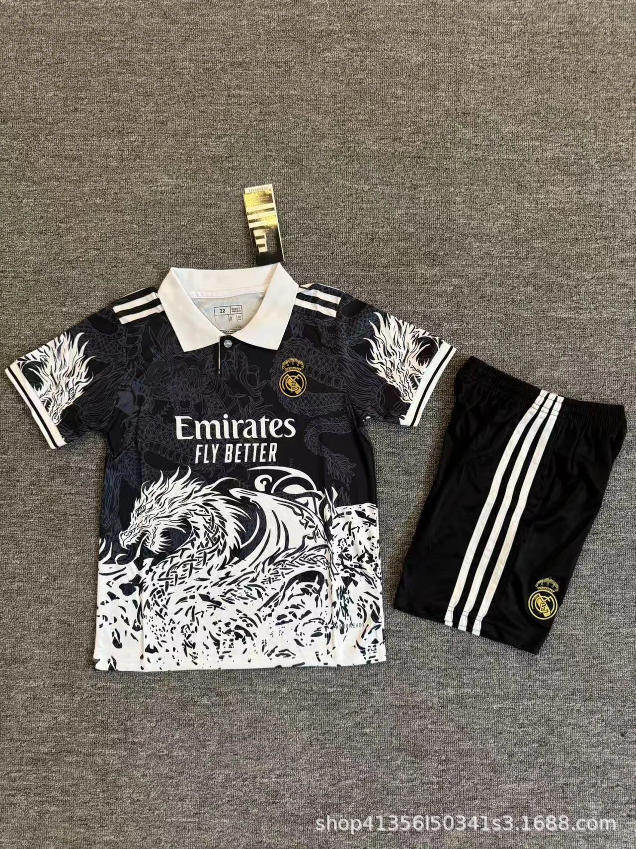 Real Madrid Dragon Graphic Jersey Set Purple / Black - 7
