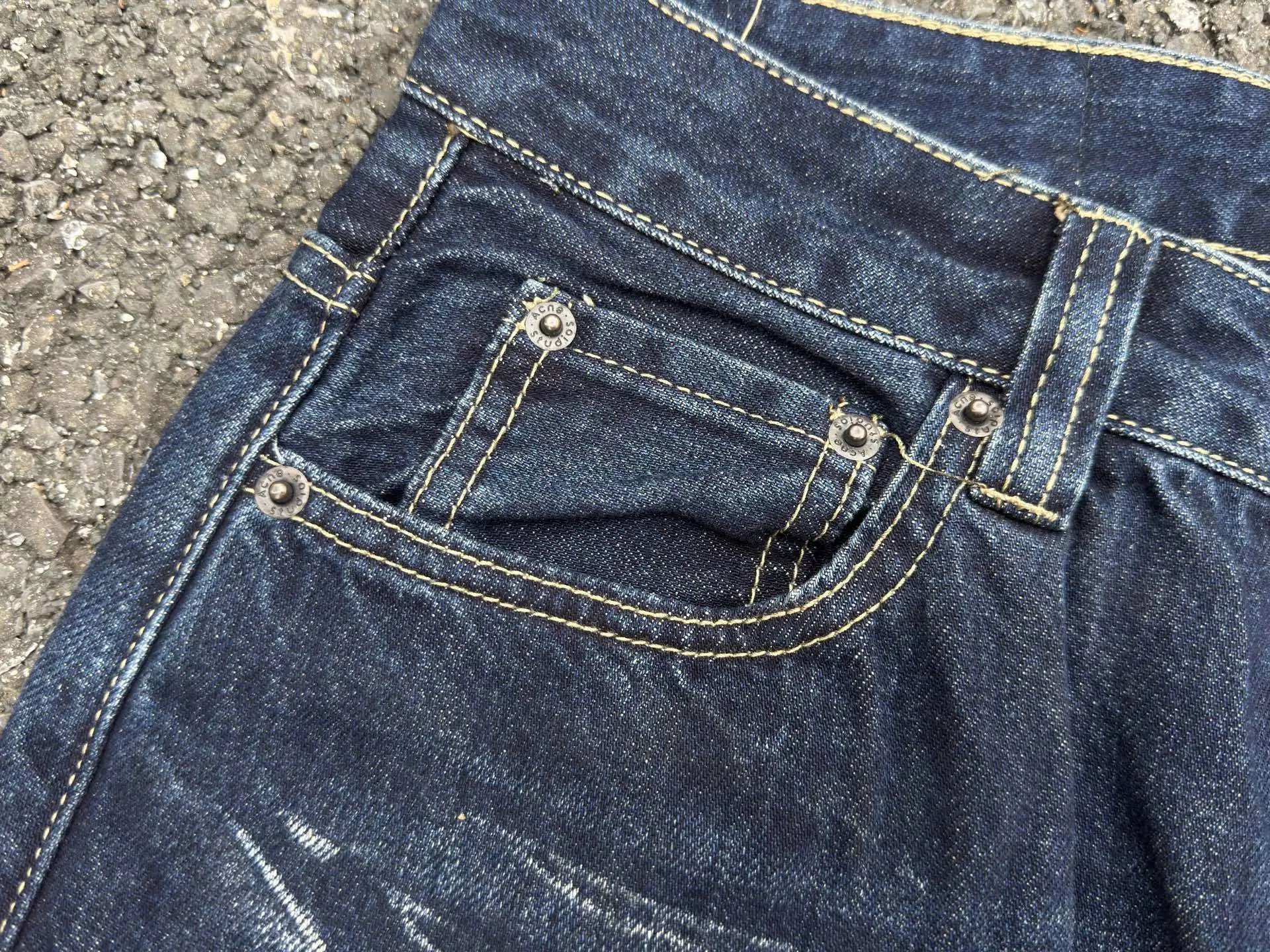 Acne Studios Wide-Leg Distressed Denim Jeans Blue - 33