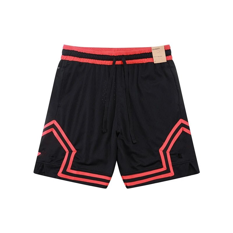 Design Sporty Mesh Shorts Navy with Red Geometric Panels - 31