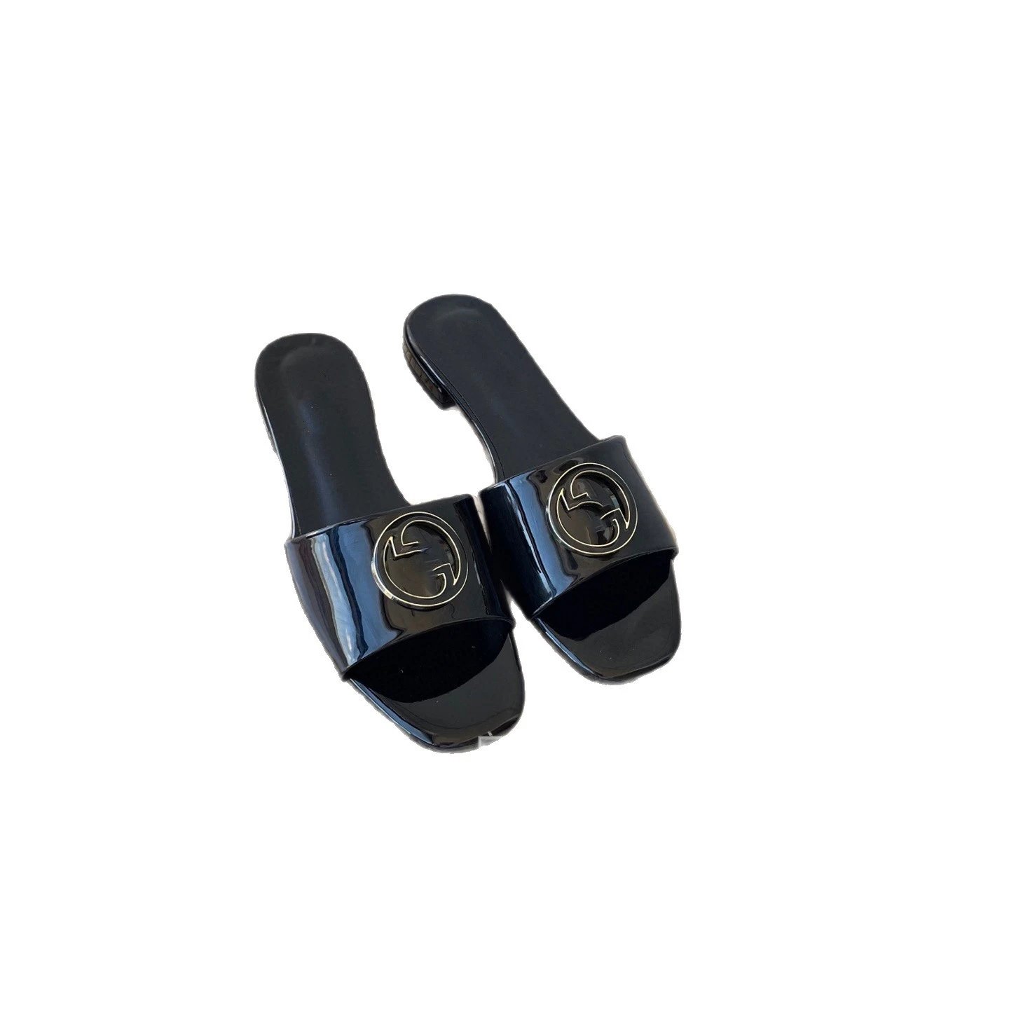 Gucci Slippers Patent Slide with Double-G Emblem image 5