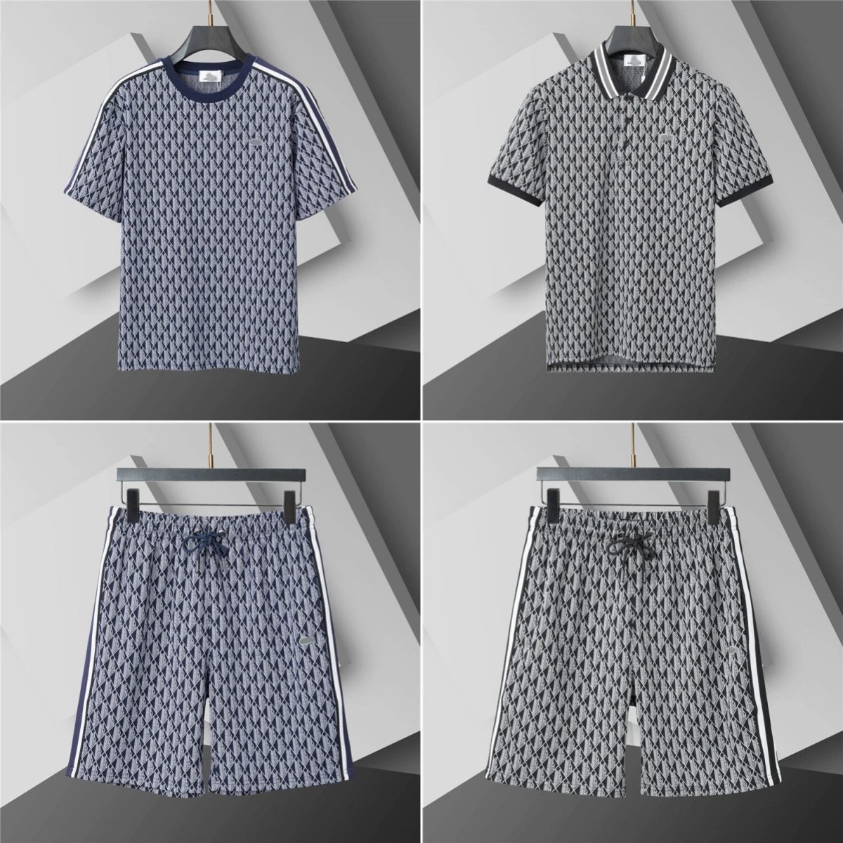 Design Geometric Print Drawstring Shorts Navy Multicolor - 4