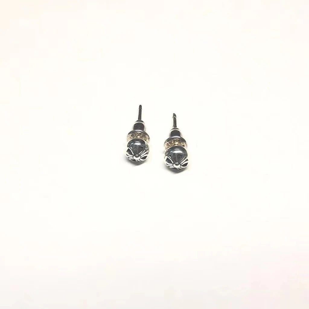 Chrome Hearts Stacked Coin Stud Earrings Silver Jewelry - 14