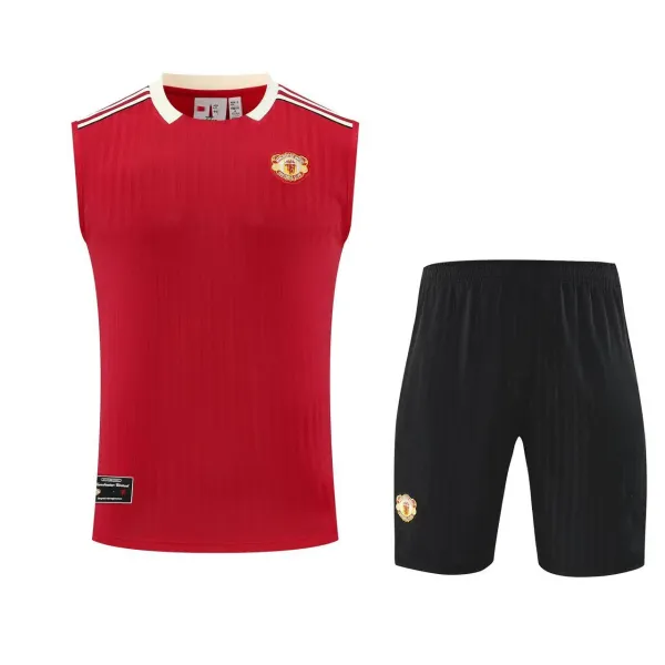 Manchester United Sleeveless Jersey Red and Black Shorts Set - 1