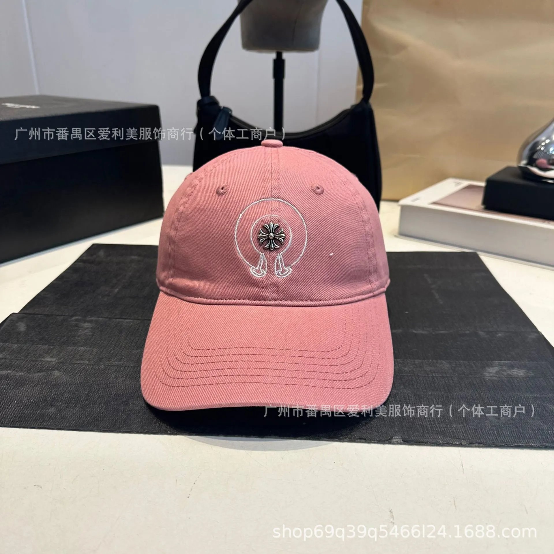 Chrome Hearts Logo Embroidered Burgundy Baseball Cap - 11