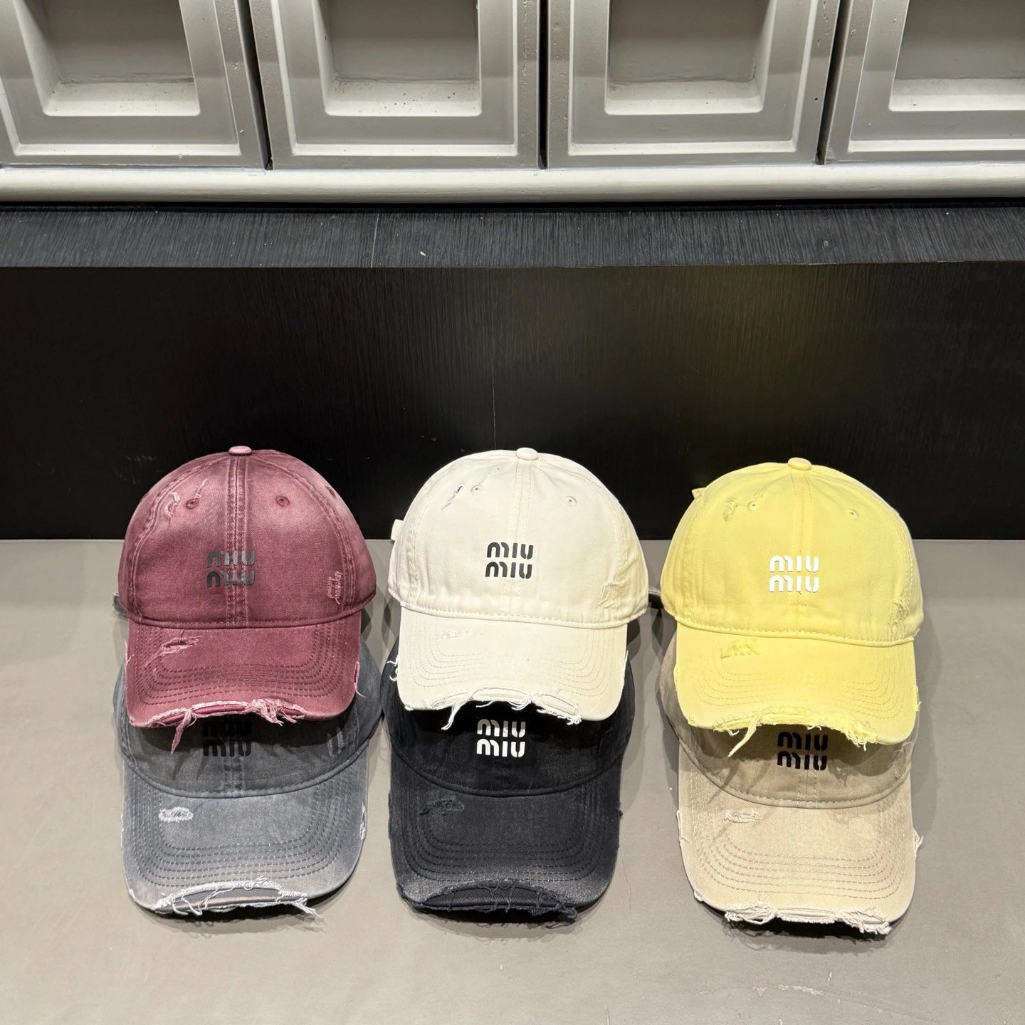 Miu Hats Distressed Logo Baseball Cap image 2