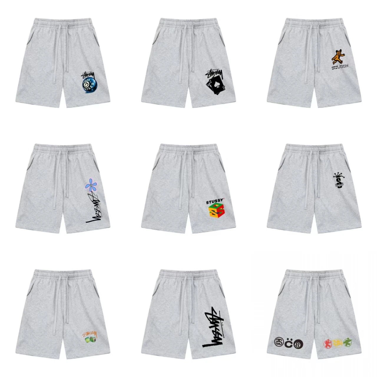 Stussy Logo Print Black Sweatshorts Shorts - 5