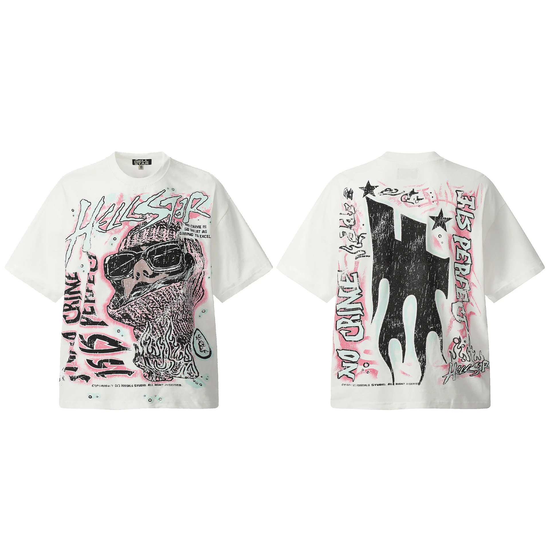 Hellstar Hellstar Graphic Print Oversized T-Shirt White - 4