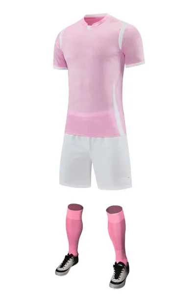 Design Red Performance Soccer Kit with Pink Accents Jersey, Shorts, Socks and Cleats Activewear - 24