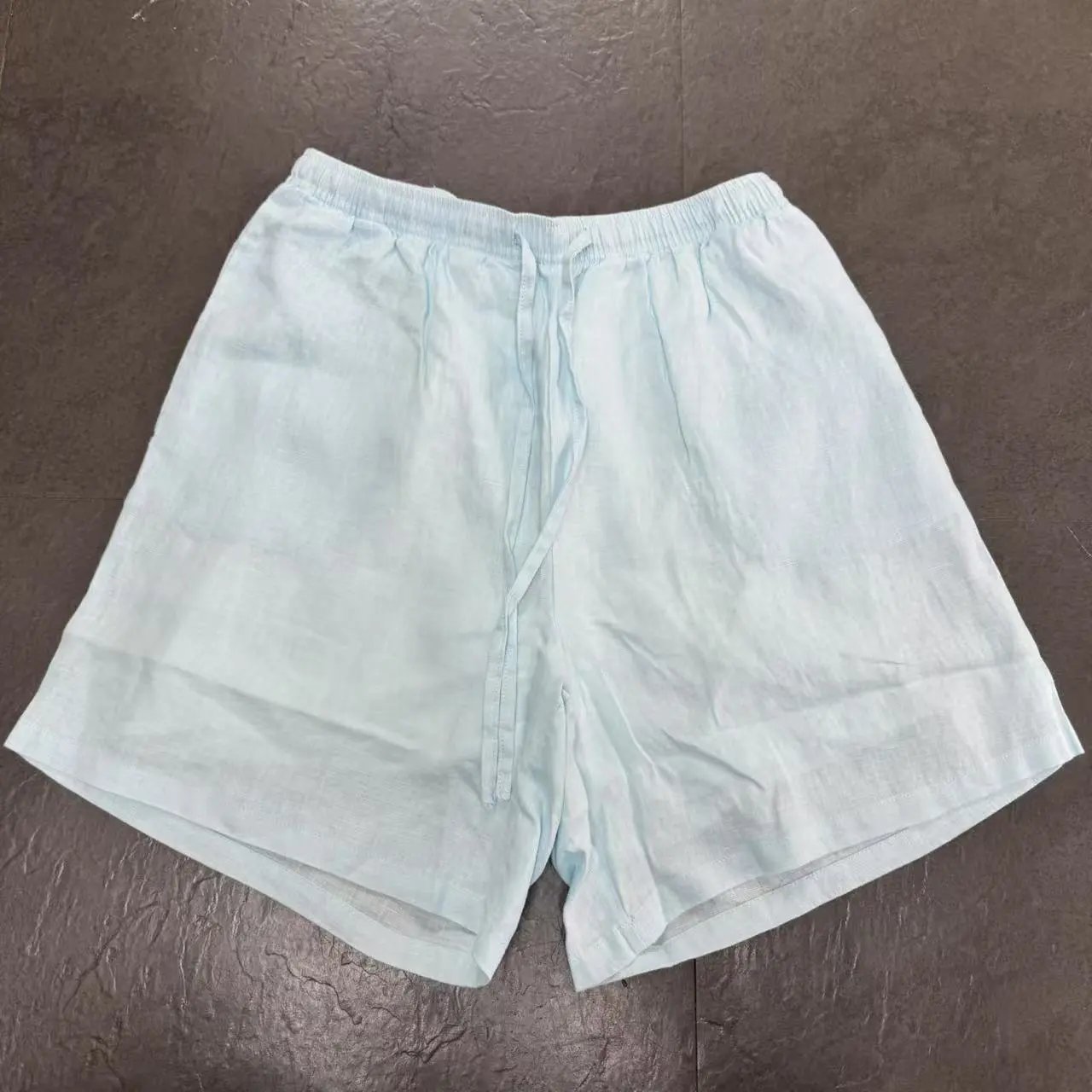 Design Linen Drawstring Waist Pants White - 17