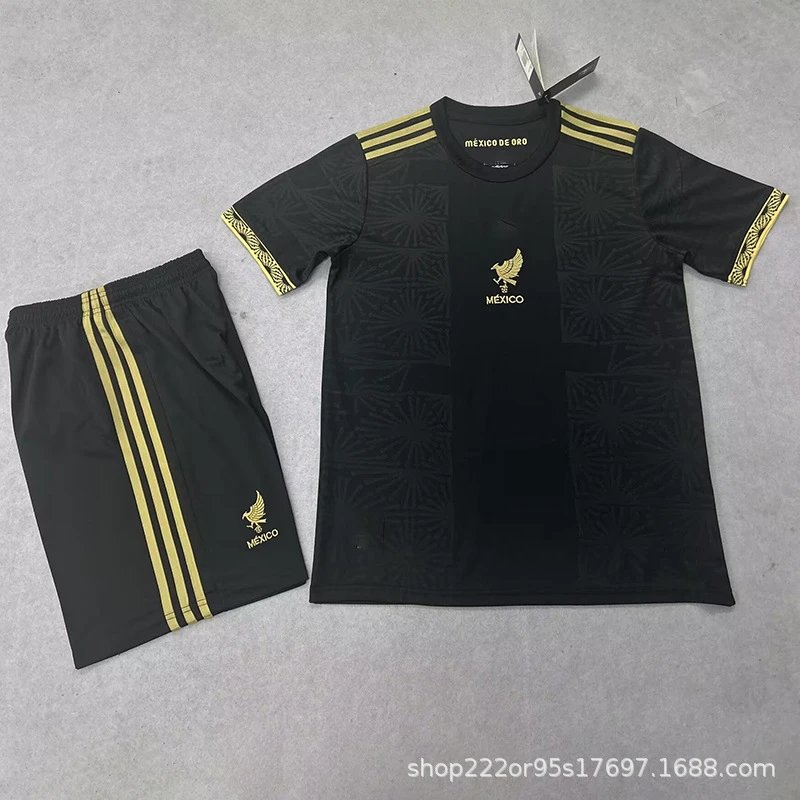 FC Barcelona Football Jerseys Children's jersey and shorts set — Mexican Black Gold Commemorative Edition Set
