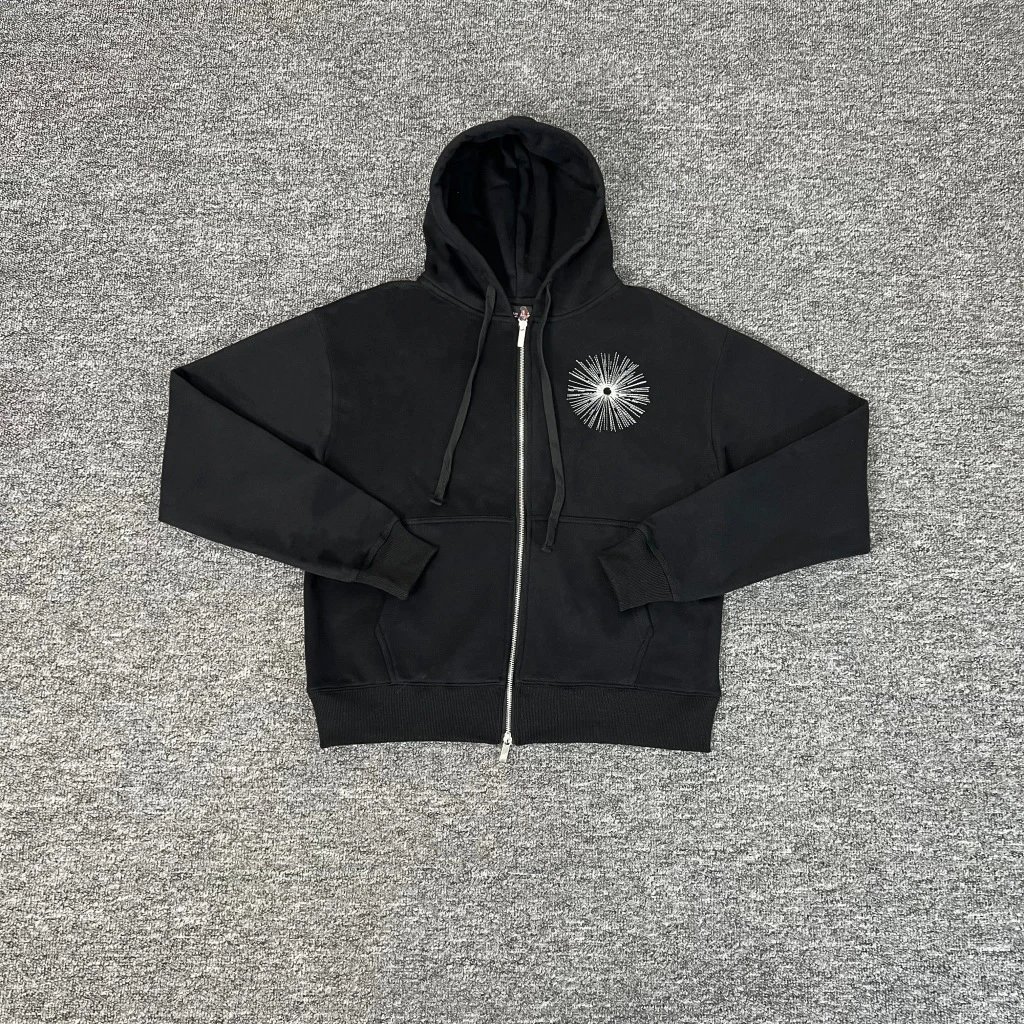 Design Embroidered Black Hoodie and Sweatpants Set - 10