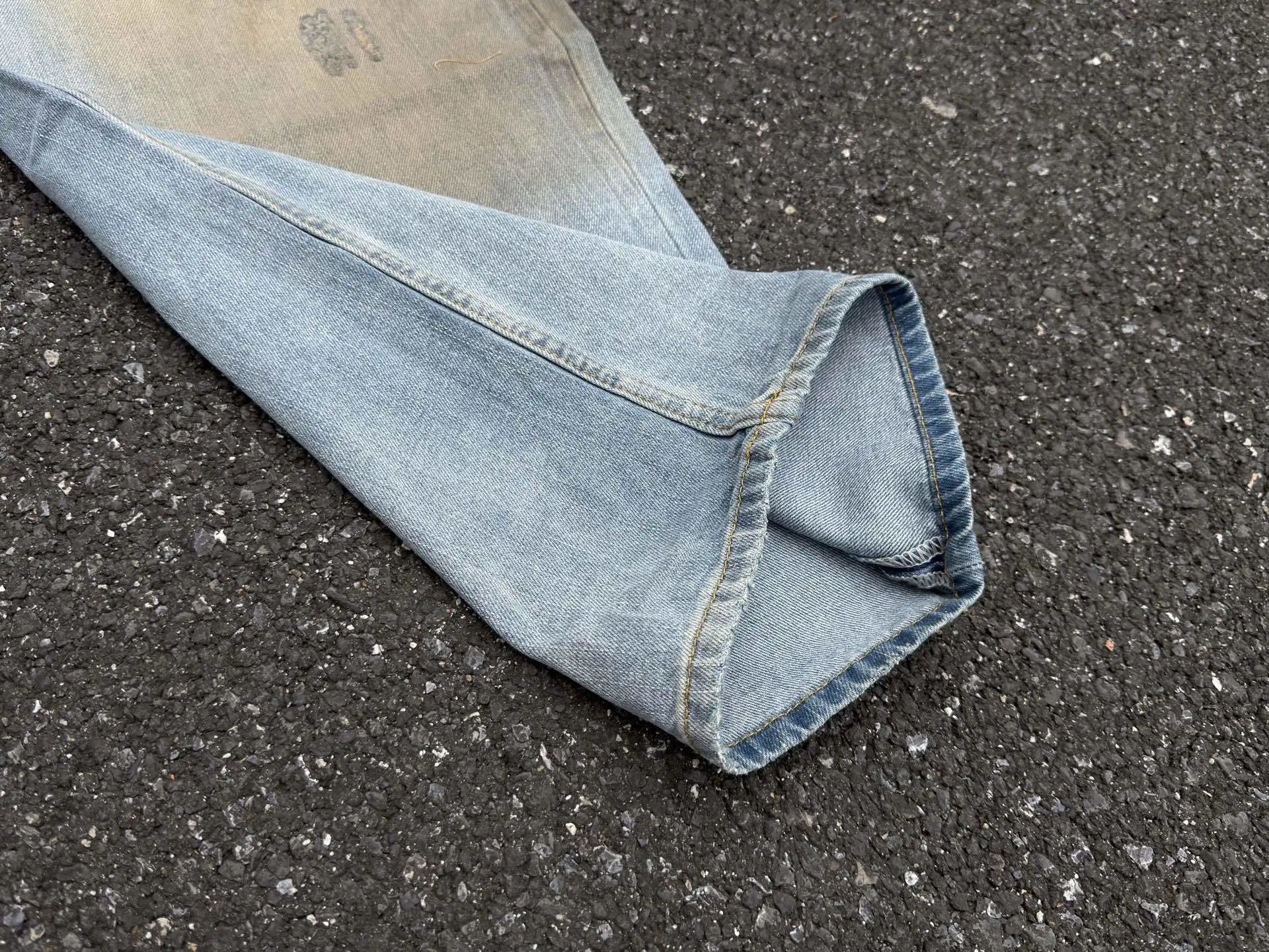 Acne Studios Wide-Leg Distressed Denim Jeans Blue - 17