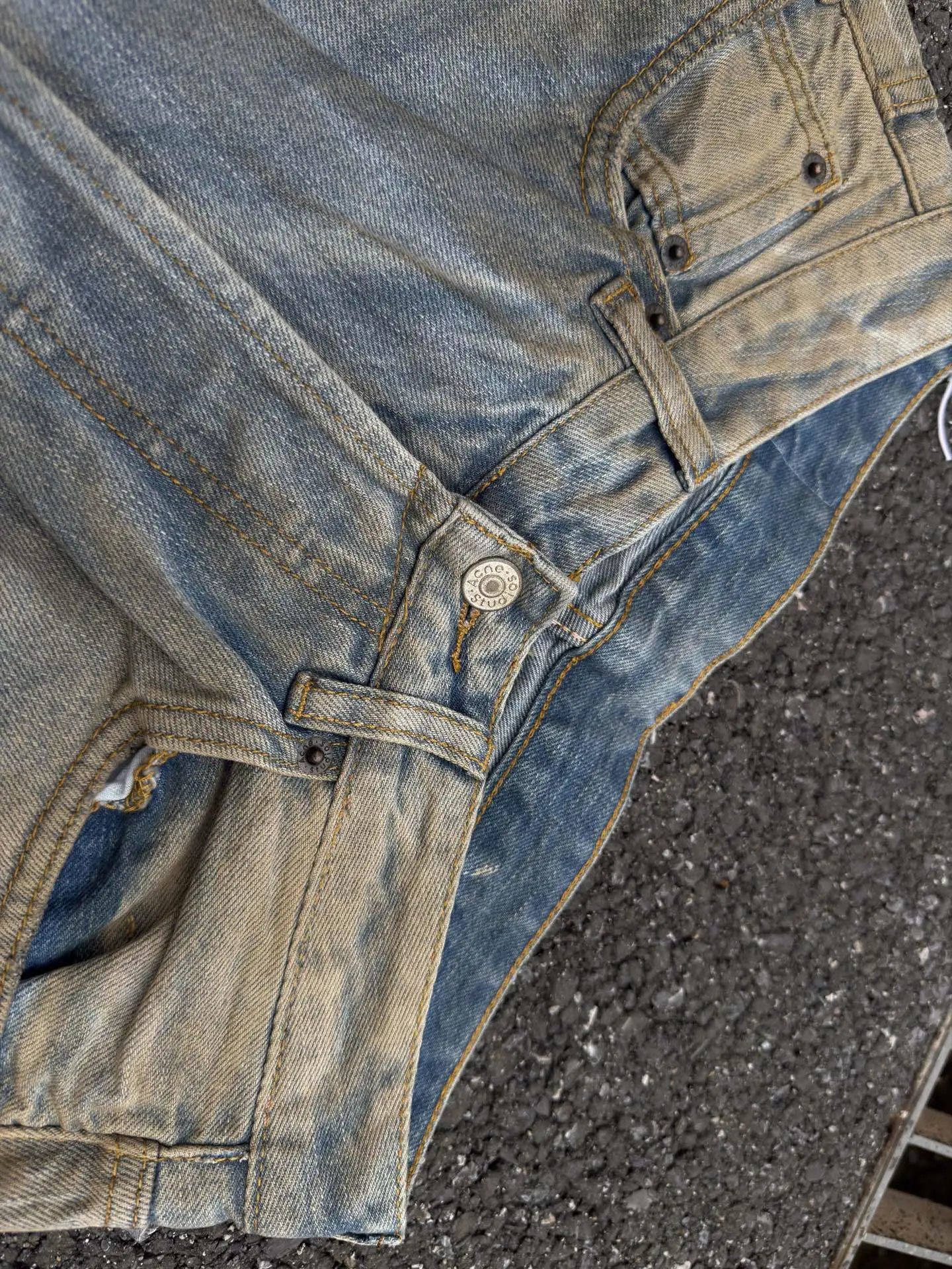 Acne Studios Wide-Leg Distressed Denim Jeans Blue - 18