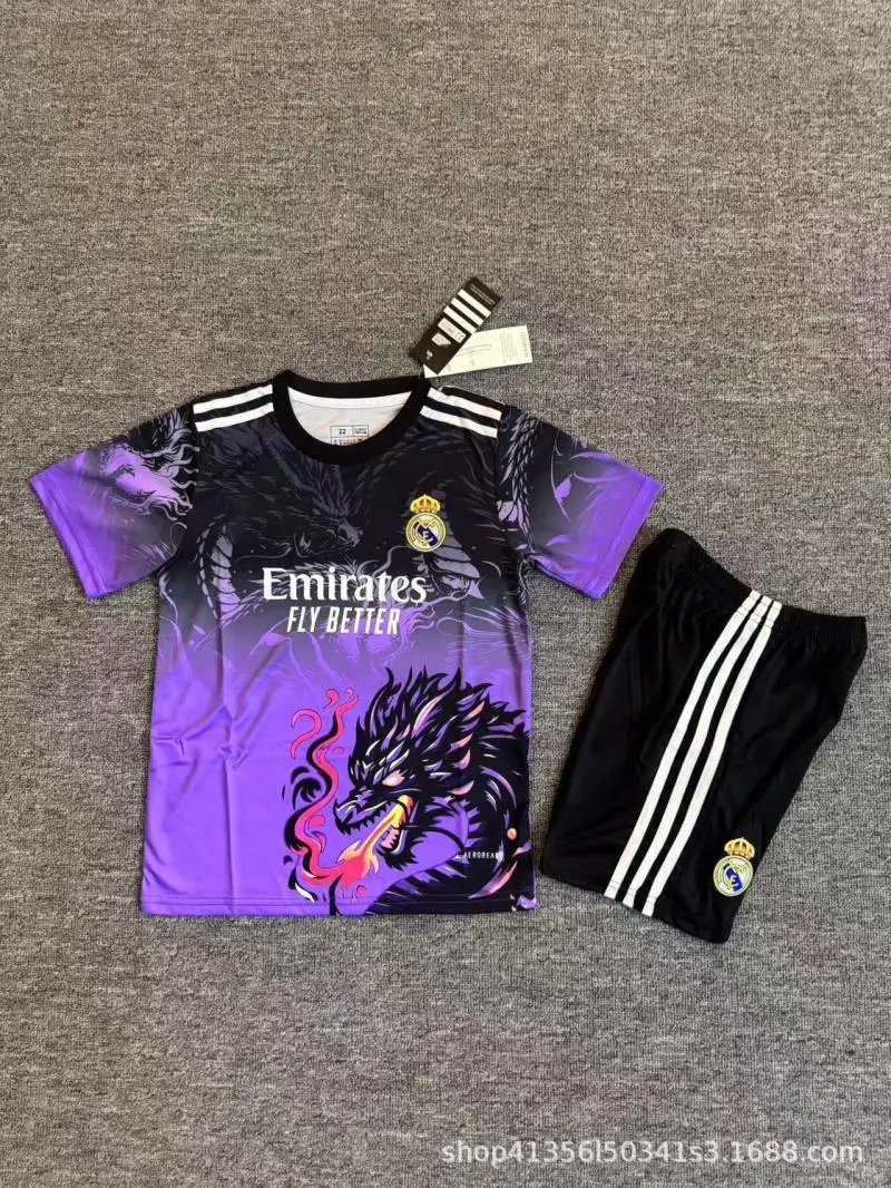 Real Madrid Dragon Graphic Jersey Set Purple / Black - 6