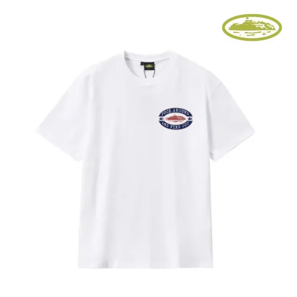 Design Fuck Around And Find Out Oval Logo White T-Shirt - 1