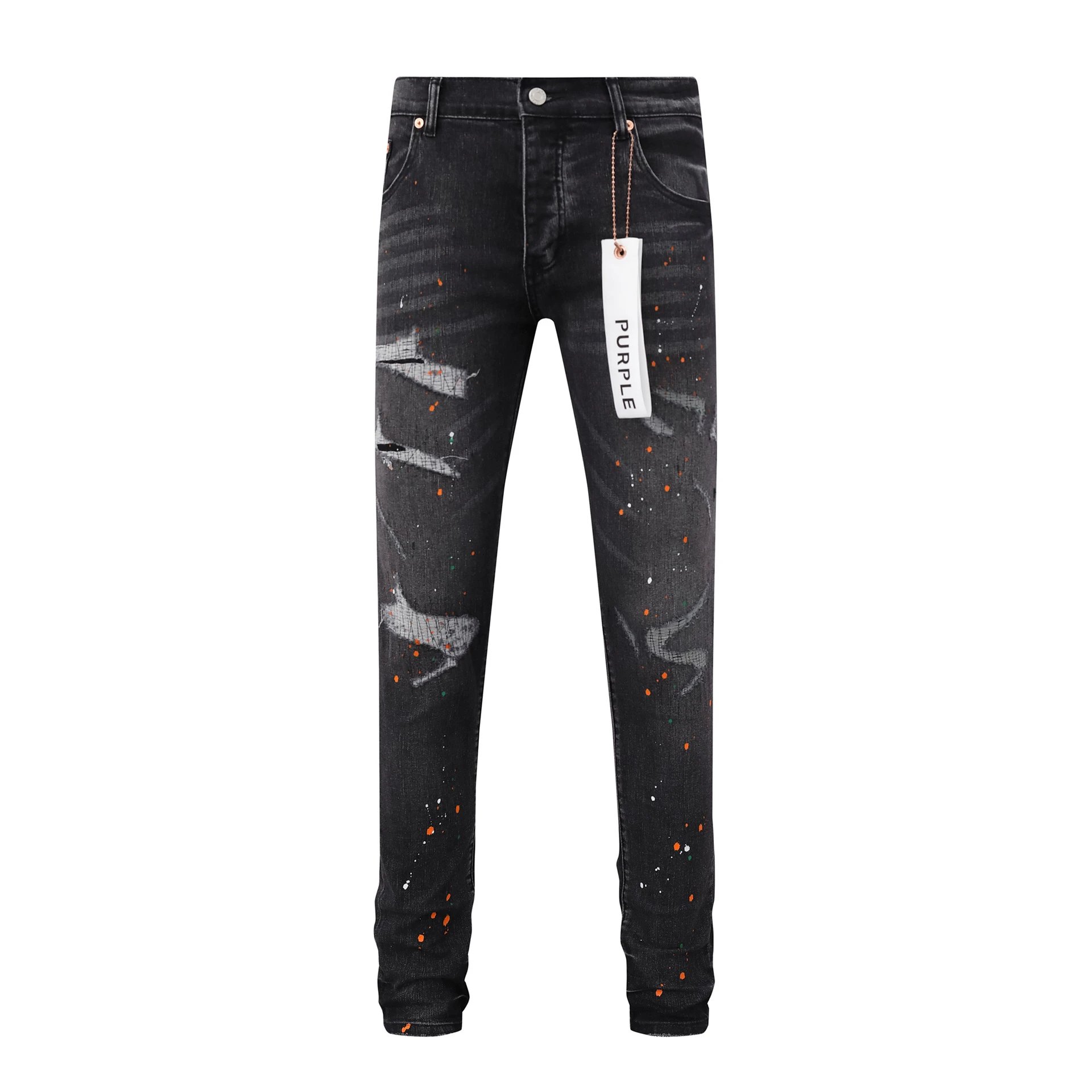 Purple Brand Paint Splatter Distressed Jeans Black - 7