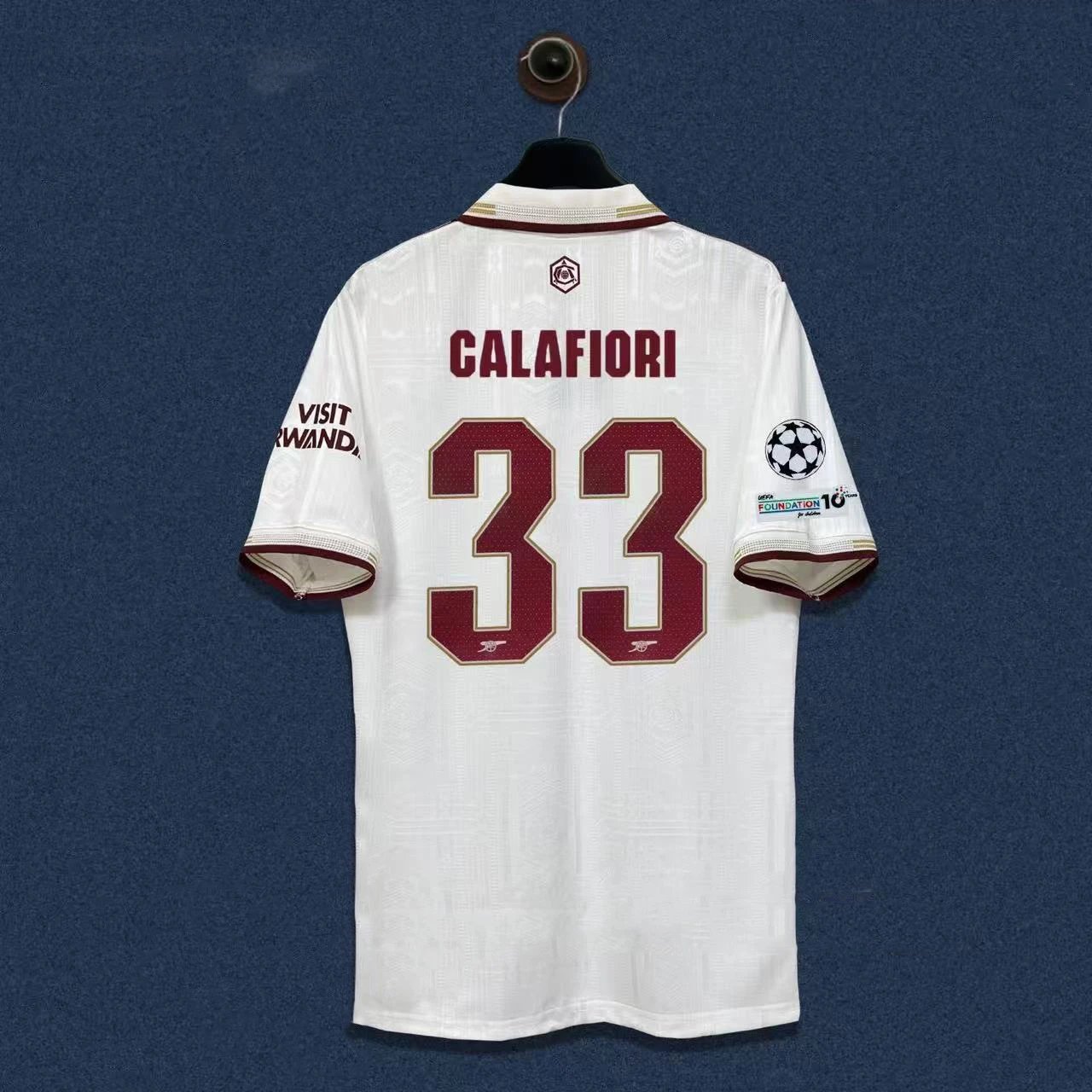 Arsenal FC 2023-24 Champions League Third Kit White Burgundy Jersey - 18