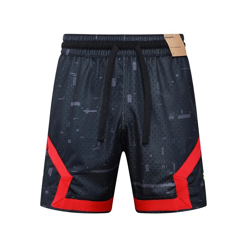 Design Sporty Mesh Shorts Navy with Red Geometric Panels - 11