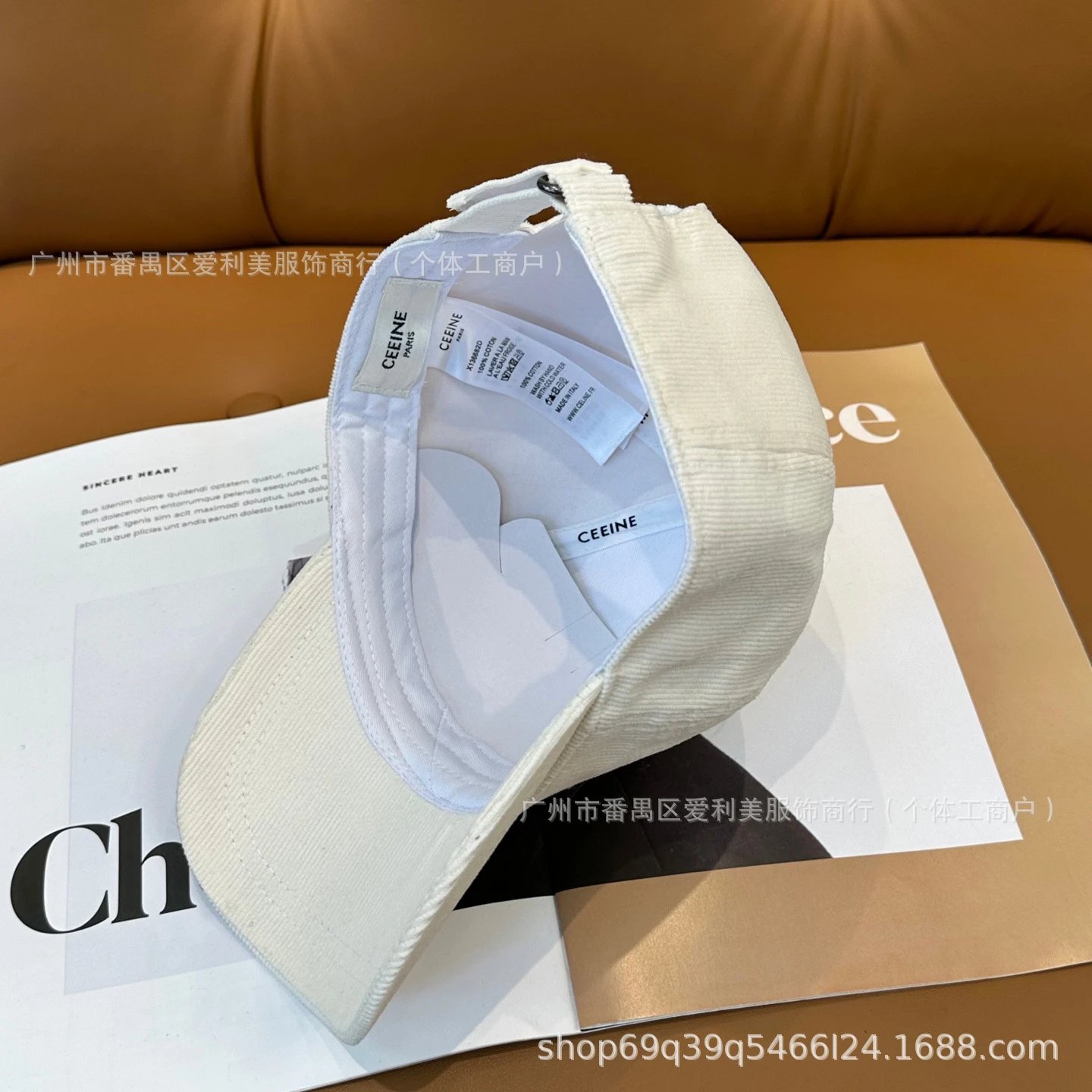 Design Corduroy Baseball Cap Navy with White Embroidered Logo - 13