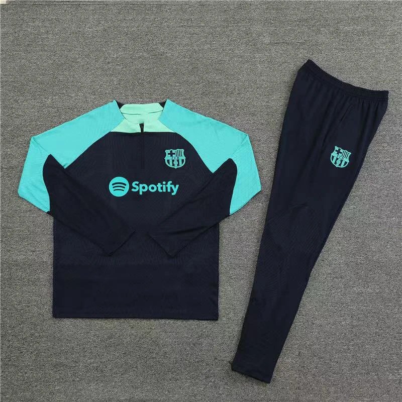Real Madrid Matching Sets Half-Zip Long-Sleeve Training Set — 2324 Barcelona sapphire blue