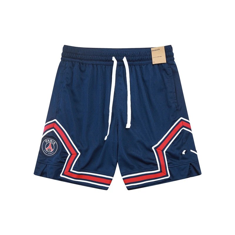 Design Sporty Mesh Shorts Navy with Red Geometric Panels - 33