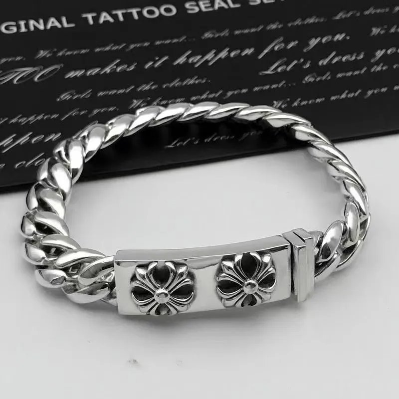Chrome Hearts Half Flower Chain Silver Bracelet Jewelry - 24