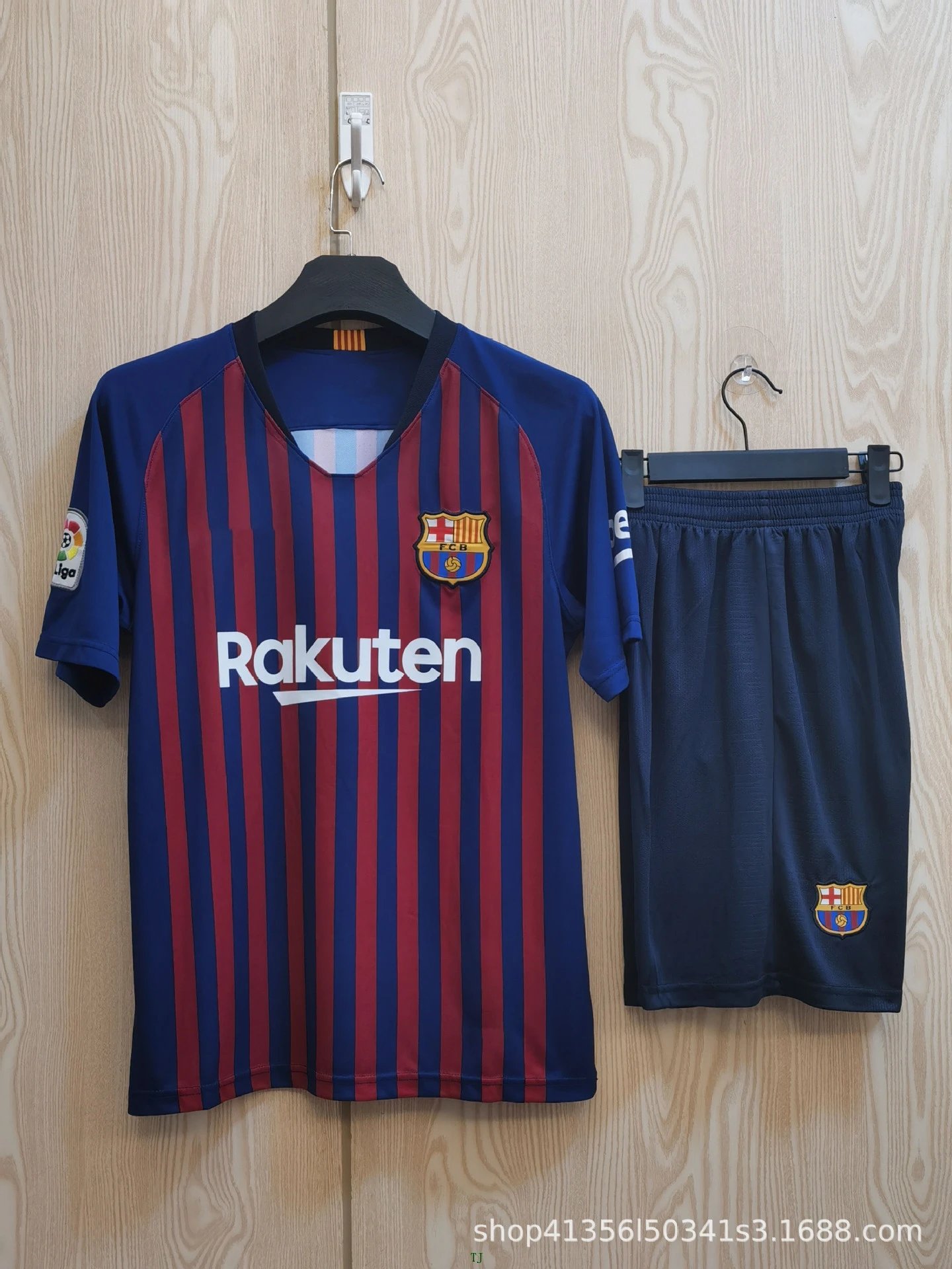 FC Barcelona 2023-24 Home Jersey Navy Blue Red Striped Football Kit - 3