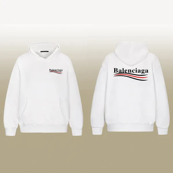 Balenciaga Logo Hoodie White - 1