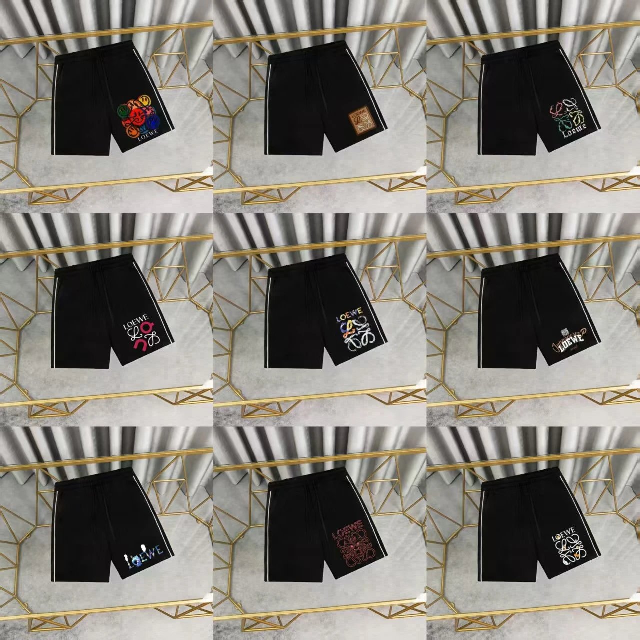 Loewe Logo Patch White Shorts with Black Stripe - 2
