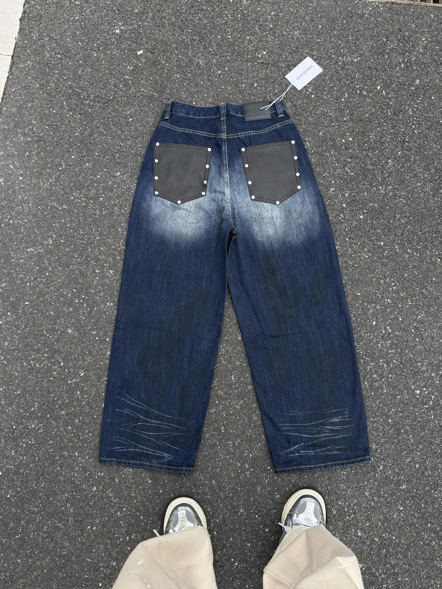 Acne Studios Wide-Leg Distressed Denim Jeans Blue - 29