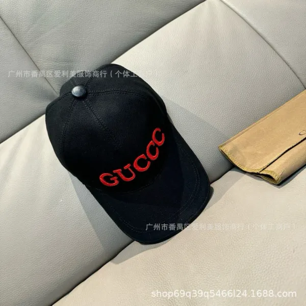 Gucci Logo Embroidered Black Baseball Cap - 2