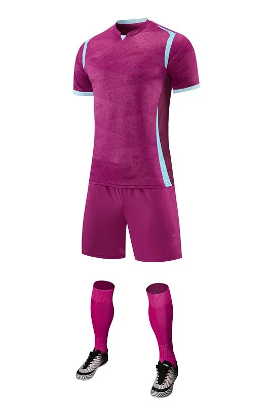 Design Football Kit Magenta with Light Blue Accents Jersey Set Activewear