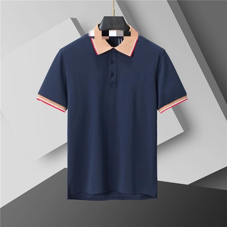 Unbranded Short-sleeve polo shirts with assorted logo and stripe designs — 434 Dark blue