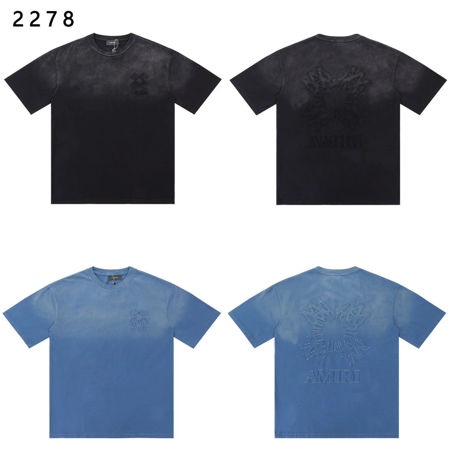 Amiri Flame Logo T-Shirt Blue - 7