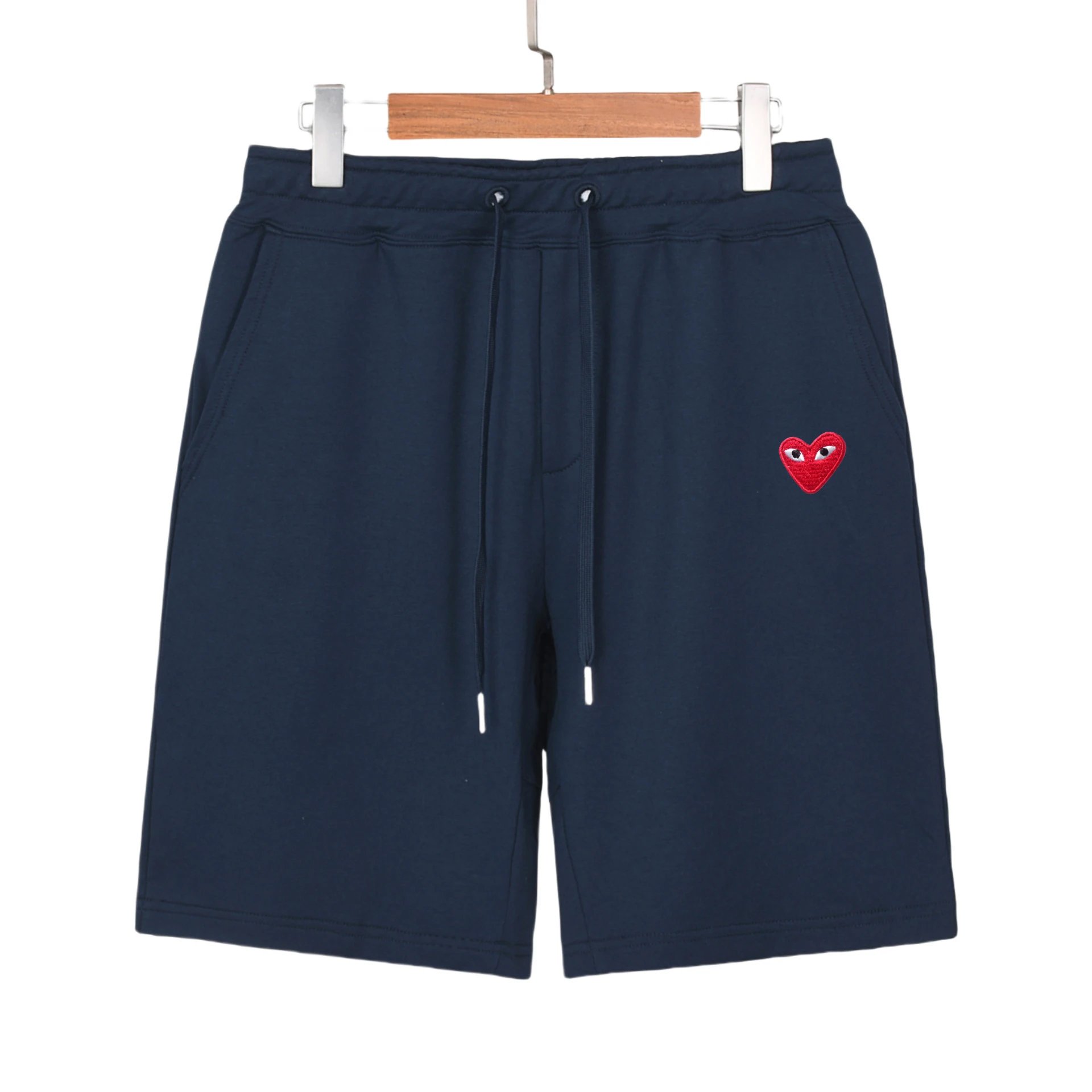 Comme des Garçons Play Heart Embroidered Black Sweat Shorts - 10