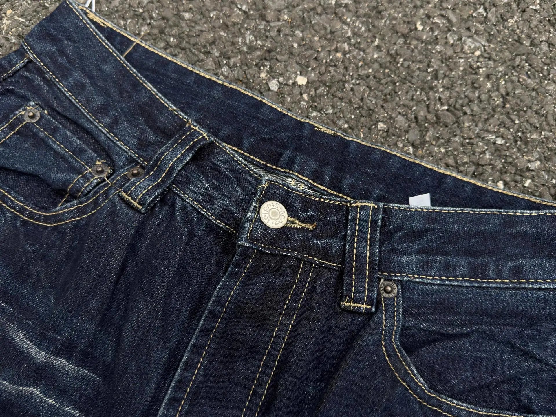Acne Studios Wide-Leg Distressed Denim Jeans Blue - 32