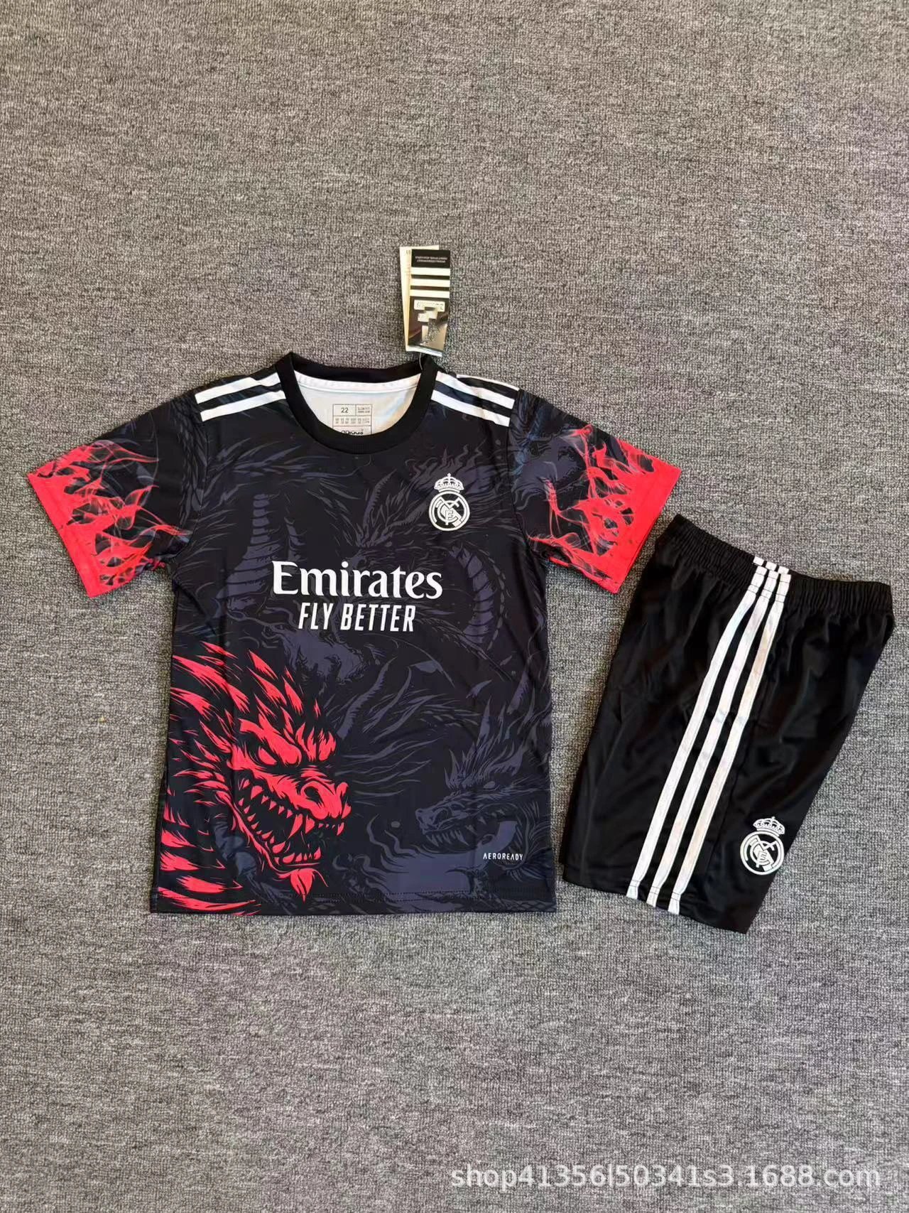 Real Madrid Dragon Graphic Jersey Set Purple / Black - 4