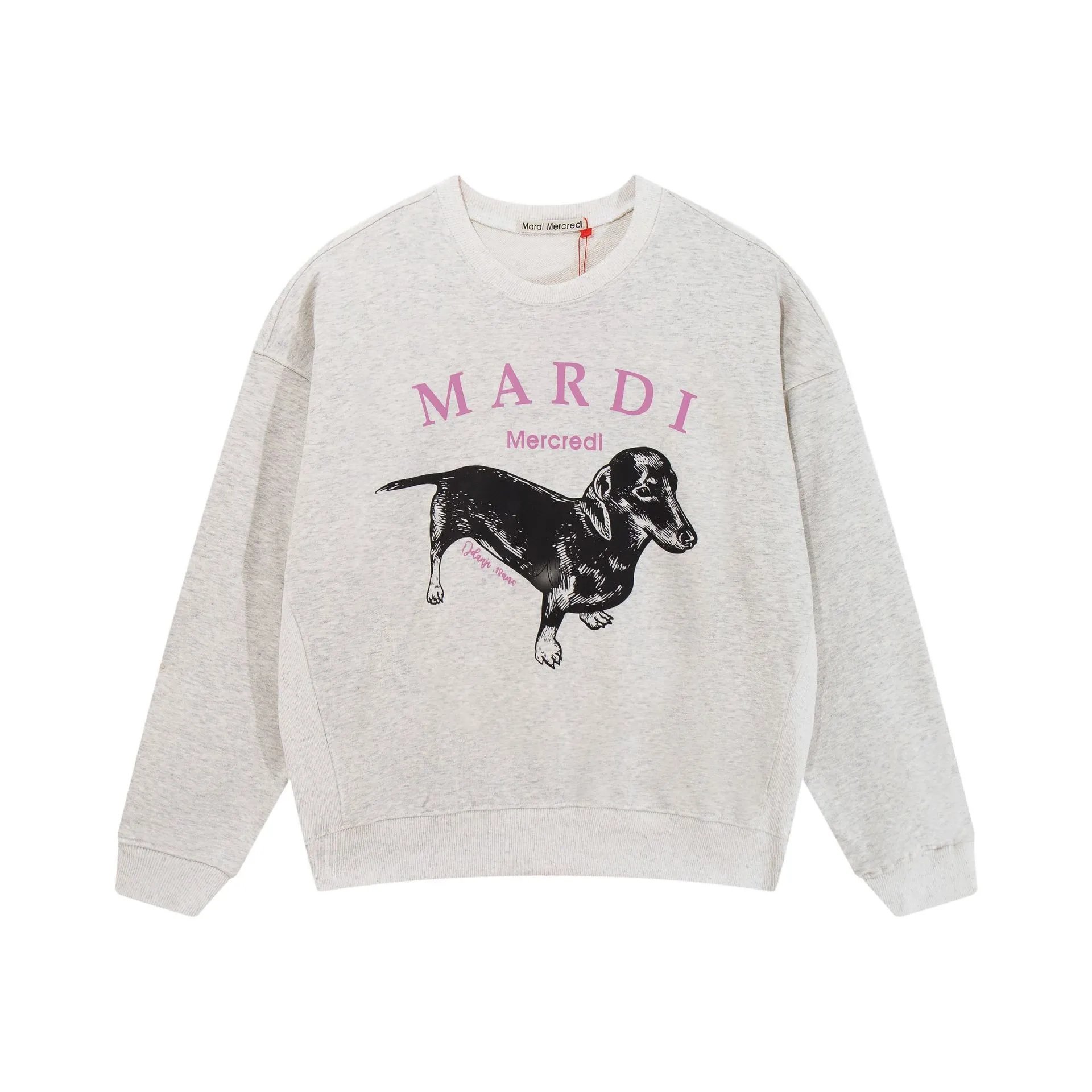 Mardi Mercredi Dachshund Graphic Gray Hoodie - 12