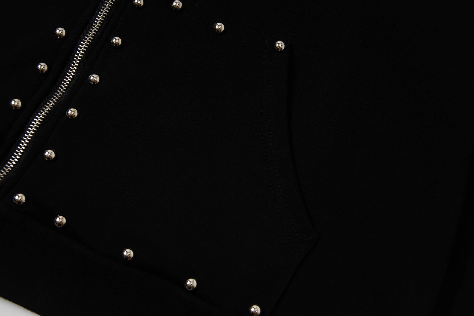 Design Emo tion Studded Zip-Up Hoodie Black Hoodie - 19