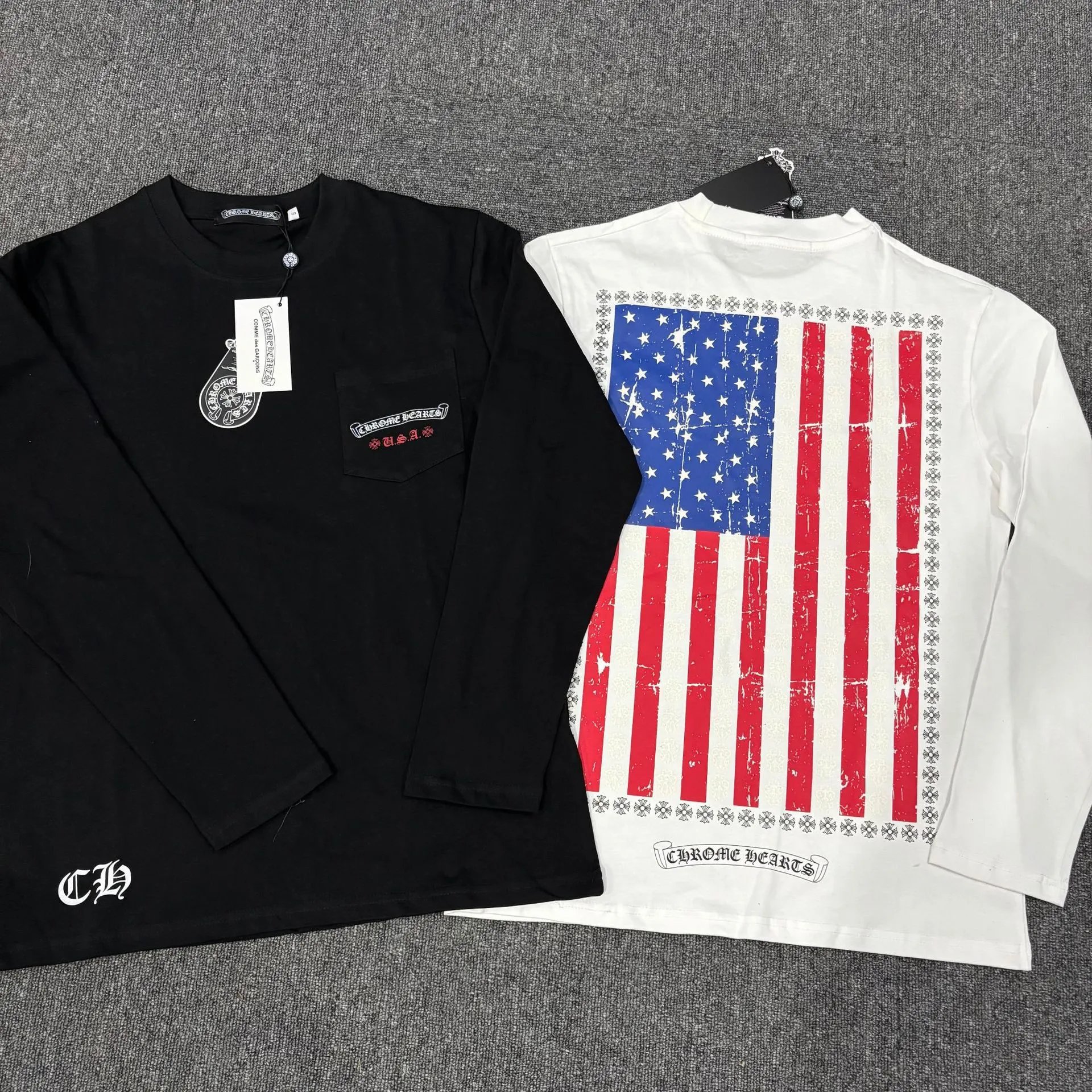 Chrome Hearts American Flag Print Black T-Shirt - 6