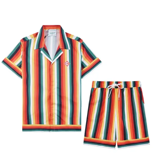 Casablanca Striped Resort Shirt and Shorts Set Multicolor - 1