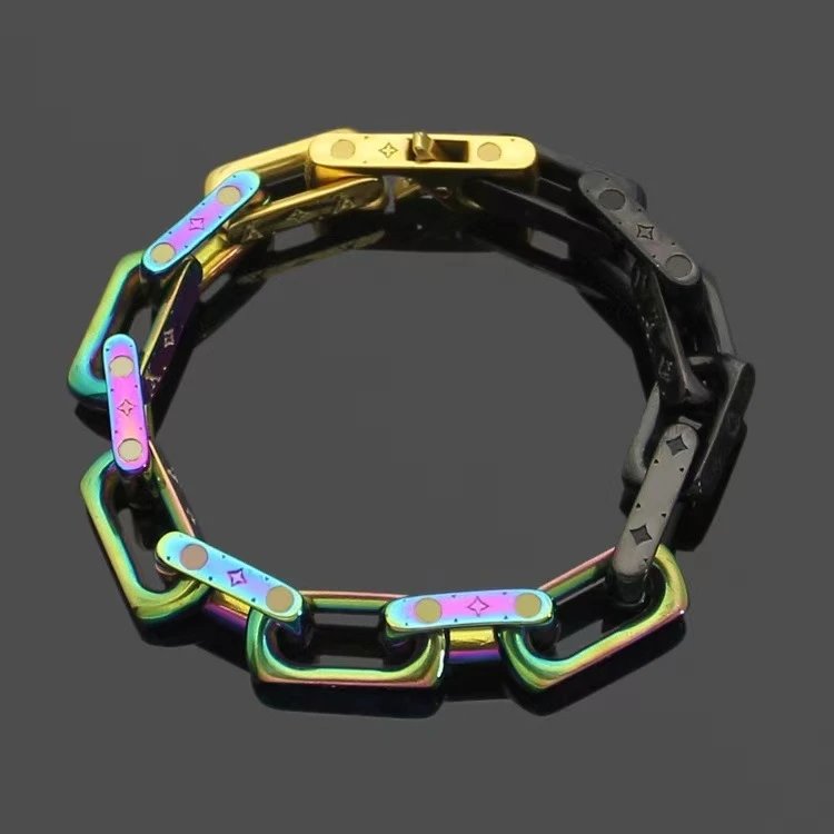 Design Chain Link Bracelet Black Multicolor Jewelry - 6
