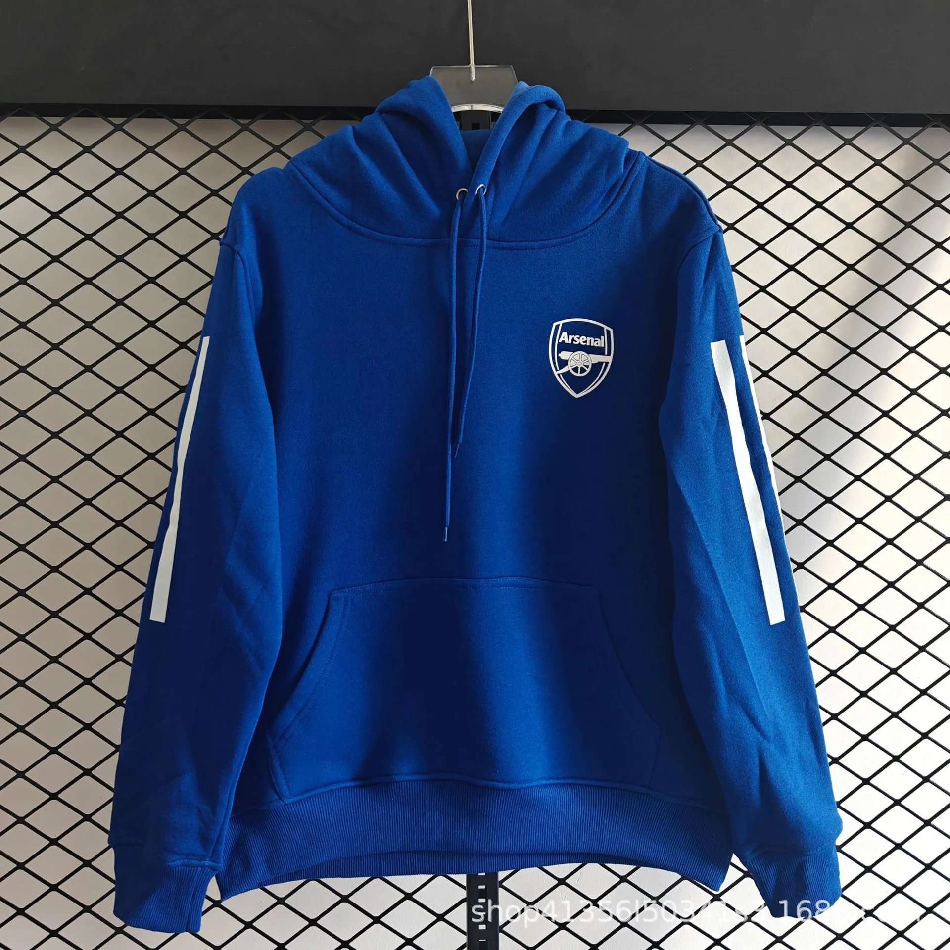 Arsenal FC Hoodie Red with White Stripes - 6