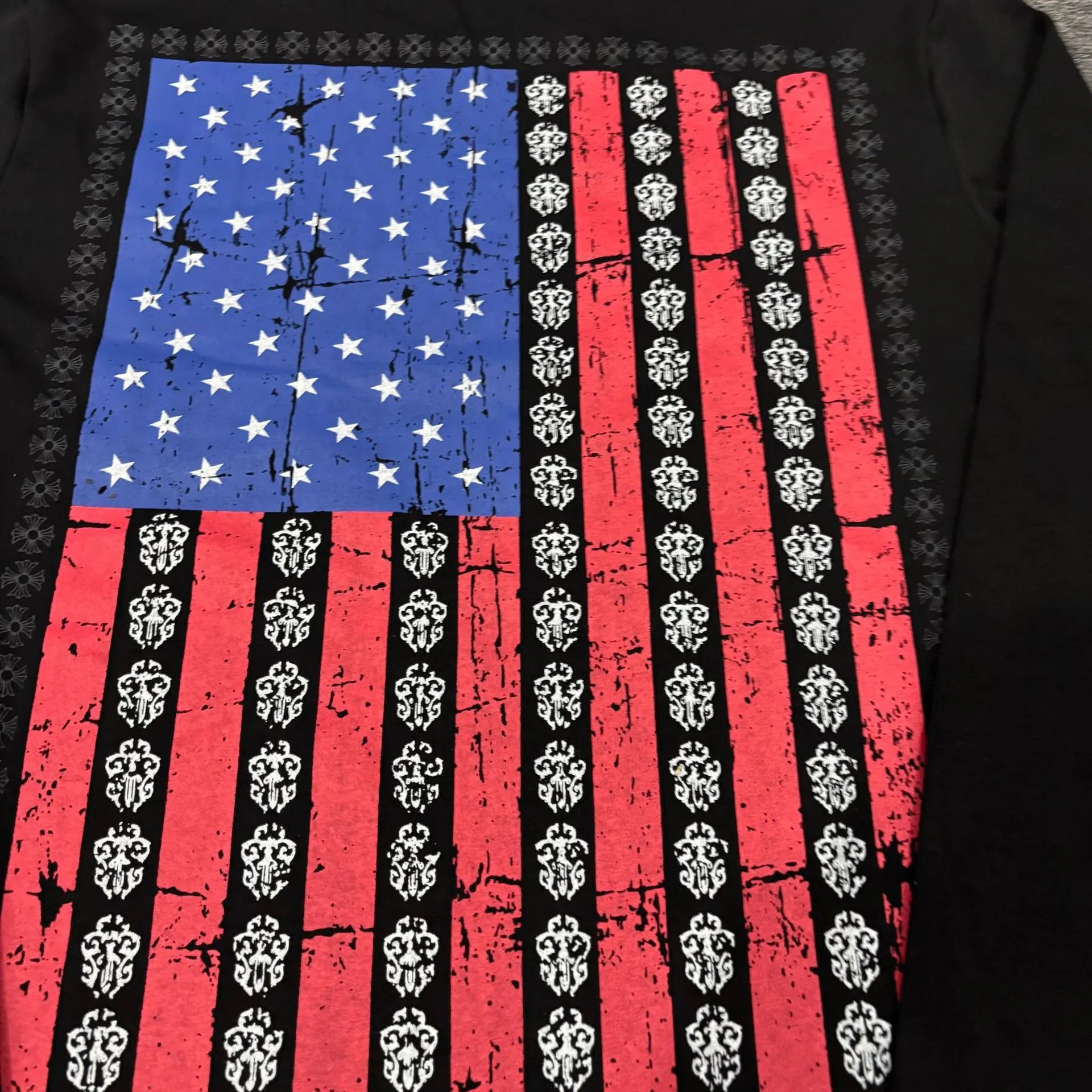 Chrome Hearts American Flag Print Black T-Shirt - 9