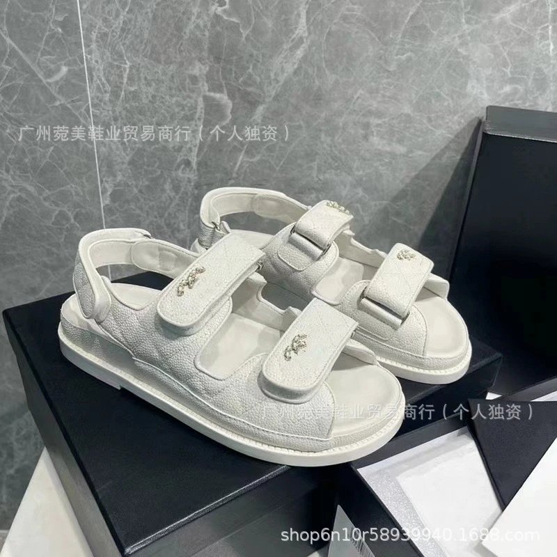 Chanel CC Logo Quilted Leather Sandals Black - 5