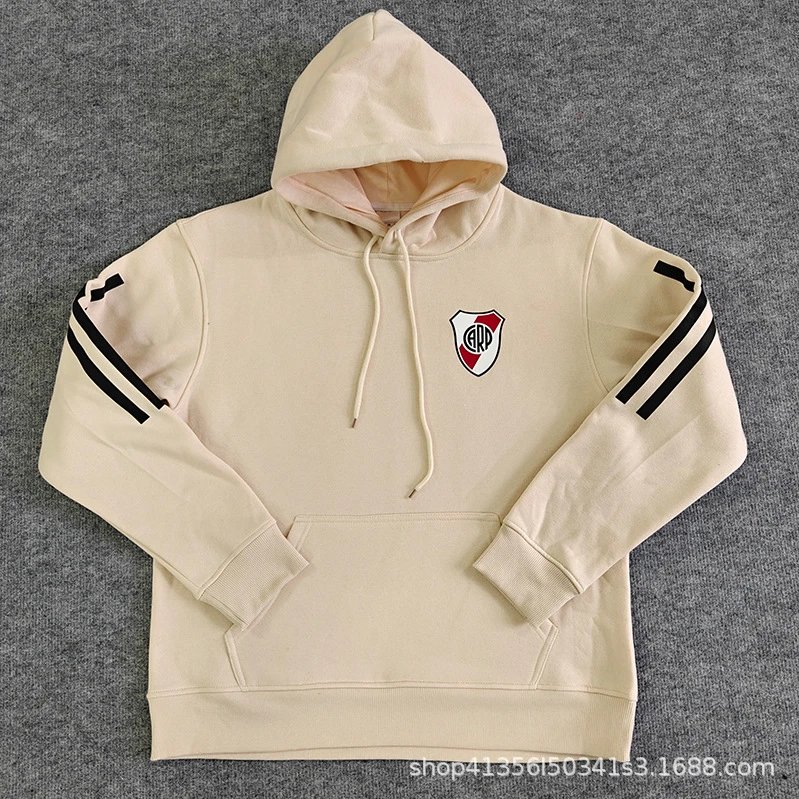 Design River Plate Yellow Hoodie with Club Crest and Stripe Sleeves Hoodie - 7